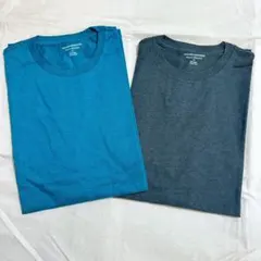 メンズ　半袖　クルーネック　Tシャツ　グリーン　ダークグレー　Lサイズ　2枚