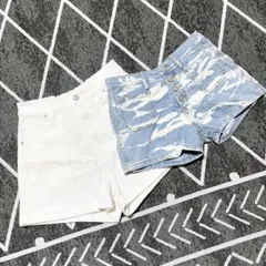 2点セット ショートパンツ 白パン デニム (M)