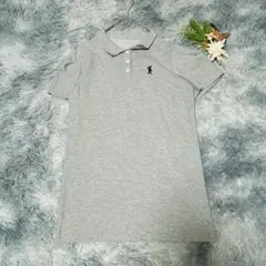 レディース ミニ丈 ワンピース 襟付き Aライン 半袖 無地 シンプル グレー