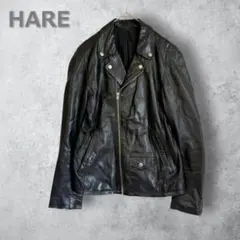 HARE ラムレザーダブルライダースジャケット ブラック　本革　羊革　メンズ　S
