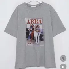 ABBA フォトプリント 半袖Tシャツ グレー