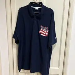 チャンピオン　ネイビー ポロシャツ ロゴ付き