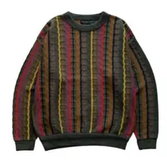 90's USA製 STRUCTURE 立体編み 3D コットンニット セーター