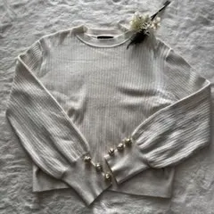 RagOut ホワイトリブ編みセーター