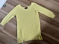UNTITLED イエロー 五分袖ニット