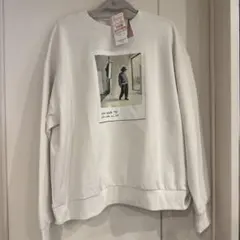 しまむら mako フォトデザインスウェット トレーナー ホワイト　M