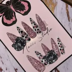 NO805ギャルネイル　派手　フラッシュネイル　レオパード　y2k ロング