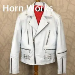 Horn Works ダブルライダースジャケット ライトブルー　高級感　本革