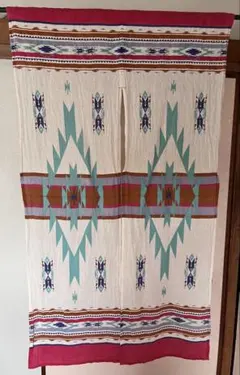 インド製 ネイティブ オルテガ柄 のれん 綿100%