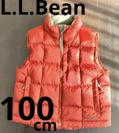 エルエルビーン　ナイロン ダウンベスト　S4(100cm) 赤系