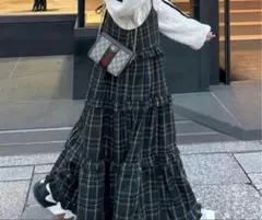 フリルティアードキャミワンピース Alley by Wcloset チェック　青のサムネイル