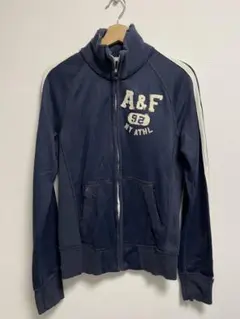 アバクロ ジップアップ 長袖ジャージ Sサイズ 紺 MUSCLE ダメージ加工