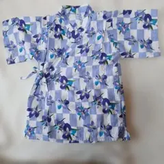 花柄チェック甚平上下セット 120