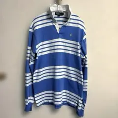 美品】ラルフローレン ラガーシャツ S 紺 白 黄色ポニー 裏起毛