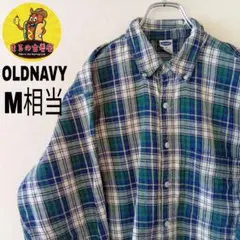 USA古着 OLDNAVY　ネルシャツM相当　グリーンブルー　チェック
