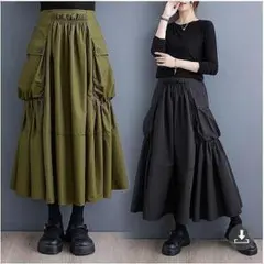 大きいサイズ レディース スカート　カーキ　春 秋冬 新品