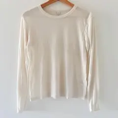 GU ソフトシアークルーネックTシャツ　L オフホワイト　358176 長袖