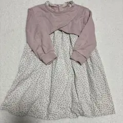 アプレレクール　ワンピース　ドット　ピンク　長袖