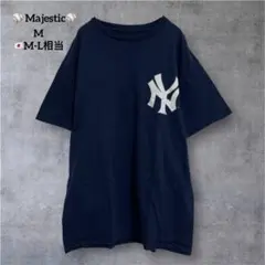 マジェスティック ヤンキース Ｔシャツ 半袖 M ネイビー 部屋着 野球 観戦のサムネイル