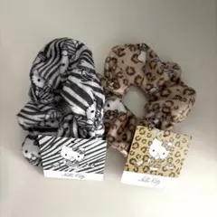 ハローキティ ヘアアクセサリー シュシュ 2個セット ヒョウ柄 ゼブラ柄