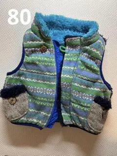 ラグマート リバーシブル ベビー コート ベスト アウター ボア ファー80cm