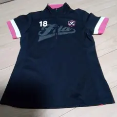 176）FILA レディース ゴルフシャツ L ブラック/ピンク