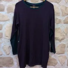 ROSTER インブリード　パープルと濃ゆいグリーンの長袖カットソー