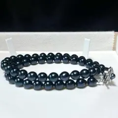 極上 鮮やかダークブルー あこや真珠 ネックレス 7.0〜7.4㎜ M583