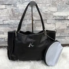 Kitamura キタムラ Kロゴレザーハンドバッグ シボ革トートバック ポーチ