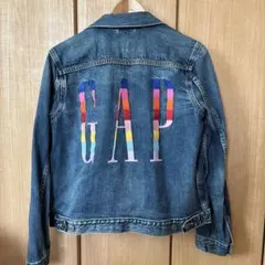 GAP 刺繍ロゴ デニムジャケット 紺 Lレディース ギャップ Ｇジャン