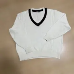 NIKKE チルデンニット Vネック L スクールセーター　白