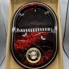 赤色漆器 蝶デザイン 温度計付き鍵掛け　新品未使用　昭和レトロ