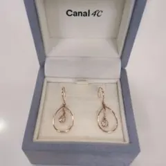 Canal ４℃　K10 しずく型ピアス クリスタルストーン付き