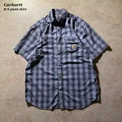 Carhartt H/S Plaid Shirt古着グレーブルーLワークCBOYのサムネイル