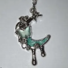 ウィッシュコア 蝶々 月 ネックレス グリーン 緑 y2k サブカル