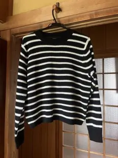 GUボーダー柄 クルーネックニット 長袖　XX Lサイズ