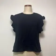 ZARA フリル袖 ブラック Tシャツ M