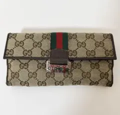 GUCCI グッチ シェリーライン 長財布 GGキャンバス ブラウン