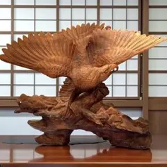 【一点物 】特大 木彫り 鷲 ワシ置物 一刀刻 彫刻 和室 和モダン 一点物 】特大 木彫り 鷲 ワシ置物 一刀刻 彫刻 和室 和モダン - メルカリ