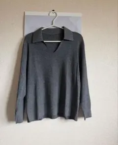 ウォッシャブルニットリブポロセーター XXL