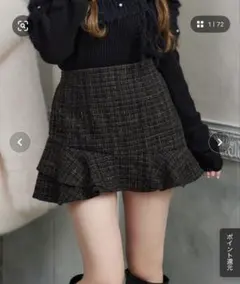 ナイスクラップ NICE CLAUPイレヘムミニスカート 黒 ラメ ツイード