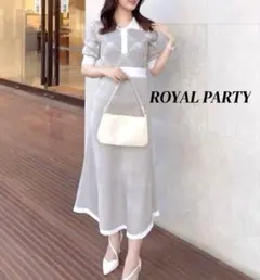 ROYAL PARTY ロゴジャガードワンピース ベージュ