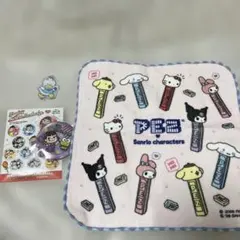 サンリオ　PEZ タオルハンカチ＆あひるのペックルチャーム＆バッチ3点セット