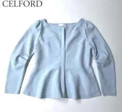 【未使用☆新品】CELFORD ノーカラージャケット ペプラム ライトブルーのサムネイル
