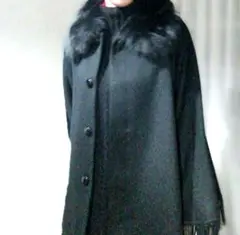 ファー付きポンチョ