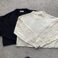 【訳あり】WEGO 長袖ニットセーター 黒 白 セット