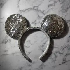 シルバー スパンコール ミッキーカチューシャ