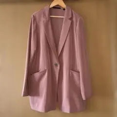 ピンク テーラードジャケット ロング丈