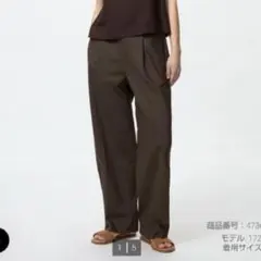 完売　タグ有り　ユニクロ　タックワイドパンツ　38 dark blown