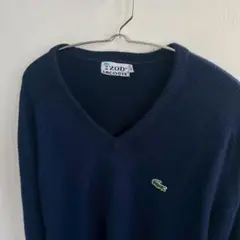 IZOD LACOSTE USA製 Vネック セーター ビンテージ ネイビーLのサムネイル